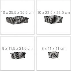 Relaxdays Panier De Rangement Lot De 8 Corbeille Salle De Bain Tressée Plastique Empilable, Noir Blanc 10 Relaxdays Panier De Rangement Lot De 8 Corbeille Salle De Bain Tressée Plastique Empilable, Noir Blanc -Petit rangement Soldes Magasin 52201685 4