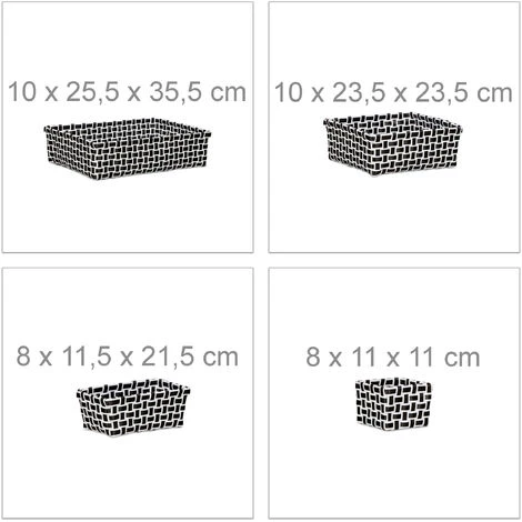 Relaxdays Panier De Rangement Lot De 8 Corbeille Salle De Bain Tressée Plastique Empilable, Noir Blanc 6 Relaxdays Panier De Rangement Lot De 8 Corbeille Salle De Bain Tressée Plastique Empilable, Noir Blanc – Image 4