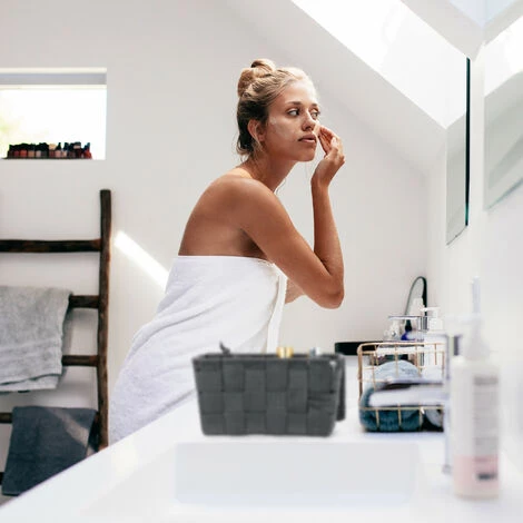 Relaxdays Panier De Rangement Avec Couvercle, Aspect Tressé, Organiseur, HxlxP 10,5 X 19,5 X 14,5 Cm, Plastique, Gris 6 Relaxdays Panier De Rangement Avec Couvercle, Aspect Tressé, Organiseur, HxlxP 10,5 X 19,5 X 14,5 Cm, Plastique, Gris – Image 4