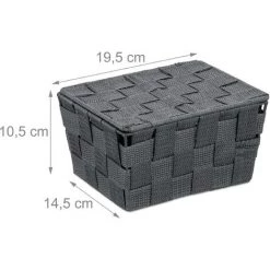 Relaxdays Panier De Rangement Avec Couvercle, Aspect Tressé, Organiseur, HxlxP 10,5 X 19,5 X 14,5 Cm, Plastique, Gris 11 Relaxdays Panier De Rangement Avec Couvercle, Aspect Tressé, Organiseur, HxlxP 10,5 X 19,5 X 14,5 Cm, Plastique, Gris -Petit rangement Soldes Magasin 52203676 5