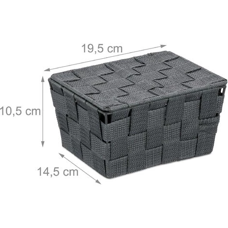Relaxdays Panier De Rangement Avec Couvercle, Aspect Tressé, Organiseur, HxlxP 10,5 X 19,5 X 14,5 Cm, Plastique, Gris 7 Relaxdays Panier De Rangement Avec Couvercle, Aspect Tressé, Organiseur, HxlxP 10,5 X 19,5 X 14,5 Cm, Plastique, Gris – Image 5