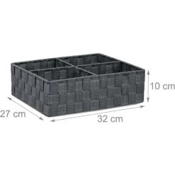 Relaxdays Corbeille De Rangement Avec 4 Compartiments, Stockage De Cosmétique, Salle De Bain, 10 X 32 X 27 Cm, Gris 10 Relaxdays Corbeille De Rangement Avec 4 Compartiments, Stockage De Cosmétique, Salle De Bain, 10 X 32 X 27 Cm, Gris -Petit rangement Soldes Magasin 52203727 4