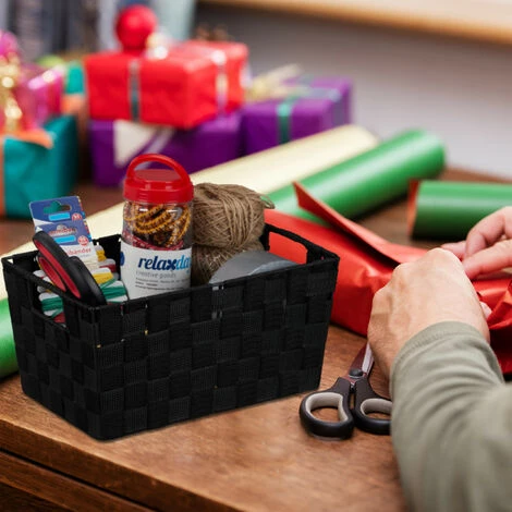 Relaxdays Corbeille De Rangement, Avec Poignées, Petit Panier Polyvalente Pour étagère Et Armoires, Noir M 4 Relaxdays Corbeille De Rangement, Avec Poignées, Petit Panier Polyvalente Pour étagère Et Armoires, Noir M – Image 2