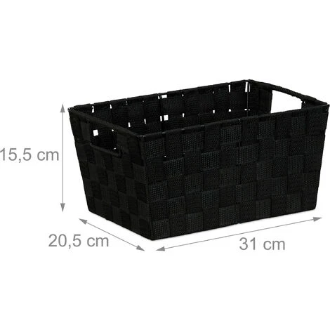 Relaxdays Corbeille De Rangement, Avec Poignées, Petit Panier Polyvalente Pour étagère Et Armoires, Noir M 6 Relaxdays Corbeille De Rangement, Avec Poignées, Petit Panier Polyvalente Pour étagère Et Armoires, Noir M – Image 4