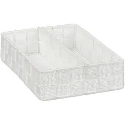 Relaxdays Corbeille De Rangement, Avec Mur De Séparation Réglable, Panier Pour étagère Et Armoires, Blanc, Taille M -Petit rangement Soldes Magasin 52203860 2