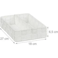 Relaxdays Corbeille De Rangement, Avec Mur De Séparation Réglable, Panier Pour étagère Et Armoires, Blanc, Taille M -Petit rangement Soldes Magasin 52203860 5