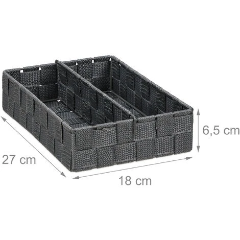 Relaxdays Corbeille De Rangement, Avec Mur De Séparation Réglable, Panier Pour étagère Et Armoires, Gris, Taille M 7 Relaxdays Corbeille De Rangement, Avec Mur De Séparation Réglable, Panier Pour étagère Et Armoires, Gris, Taille M â Image 5
