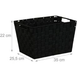 Relaxdays Corbeille De Rangement, Avec Poignées, Petit Panier Polyvalente Pour étagère Et Armoires, Noir L -Petit rangement Soldes Magasin 52203869 4