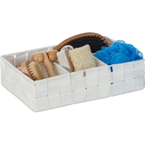 Relaxdays Corbeille De Rangement, 4 Compartiments, Stockage Cosmétique, La Salle De Bain, 6,5 X 17,5 X 26 Cm, Blanc 3 Relaxdays Corbeille De Rangement, 4 Compartiments, Stockage Cosmétique, La Salle De Bain, 6,5 X 17,5 X 26 Cm, Blanc