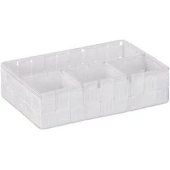 Relaxdays Corbeille De Rangement, 4 Compartiments, Stockage Cosmétique, La Salle De Bain, 6,5 X 17,5 X 26 Cm, Blanc 8 Relaxdays Corbeille De Rangement, 4 Compartiments, Stockage Cosmétique, La Salle De Bain, 6,5 X 17,5 X 26 Cm, Blanc -Petit rangement Soldes Magasin 52203877 2