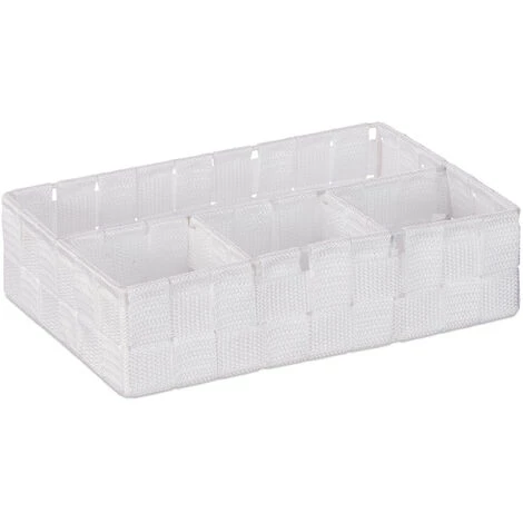 Relaxdays Corbeille De Rangement, 4 Compartiments, Stockage Cosmétique, La Salle De Bain, 6,5 X 17,5 X 26 Cm, Blanc 4 Relaxdays Corbeille De Rangement, 4 Compartiments, Stockage Cosmétique, La Salle De Bain, 6,5 X 17,5 X 26 Cm, Blanc – Image 2