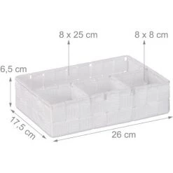 Relaxdays Corbeille De Rangement, 4 Compartiments, Stockage Cosmétique, La Salle De Bain, 6,5 X 17,5 X 26 Cm, Blanc 11 Relaxdays Corbeille De Rangement, 4 Compartiments, Stockage Cosmétique, La Salle De Bain, 6,5 X 17,5 X 26 Cm, Blanc -Petit rangement Soldes Magasin 52203877 5