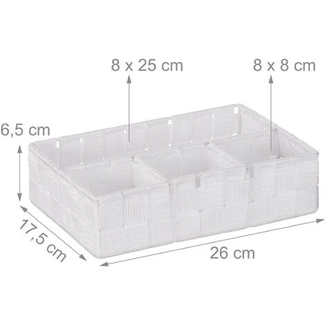 Relaxdays Corbeille De Rangement, 4 Compartiments, Stockage Cosmétique, La Salle De Bain, 6,5 X 17,5 X 26 Cm, Blanc 7 Relaxdays Corbeille De Rangement, 4 Compartiments, Stockage Cosmétique, La Salle De Bain, 6,5 X 17,5 X 26 Cm, Blanc – Image 5