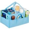 Relaxdays Rangement Couches, 11 Compartiments, Panier Langer Portable, Organiseur Chambre Bébé, Corbeille, Bleu Clair -Petit rangement Soldes Magasin 52204618 1