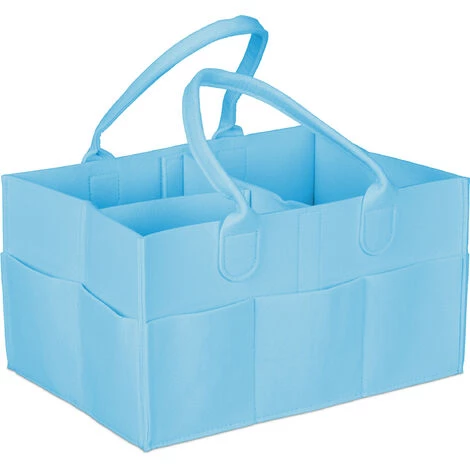 Relaxdays Rangement Couches, 11 Compartiments, Panier Langer Portable, Organiseur Chambre Bébé, Corbeille, Bleu Clair 4 Relaxdays Rangement Couches, 11 Compartiments, Panier Langer Portable, Organiseur Chambre Bébé, Corbeille, Bleu Clair – Image 2