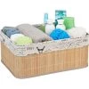 Relaxdays, Panier, Revêtement En Tissu , Bambou, Rectangulaire, Panier Salle De Bain 16,5x38x28,5 Cm, Choix De Couleurs -Petit rangement Soldes Magasin 52204758 1