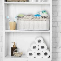 Relaxdays, Panier, Revêtement En Tissu , Bambou, Rectangulaire, Panier Salle De Bain 16,5x38x28,5 Cm, Choix De Couleurs -Petit rangement Soldes Magasin 52204953 3