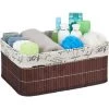Relaxdays, Panier, Revêtement En Tissu , Bambou, Rectangulaire, Panier Salle De Bain 16,5x38x28,5 Cm, Choix De Couleurs -Petit rangement Soldes Magasin 52204954 1