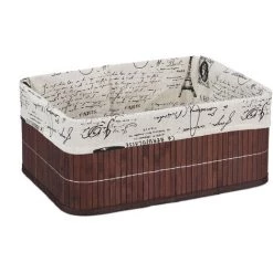 Relaxdays, Panier, Revêtement En Tissu , Bambou, Rectangulaire, Panier Salle De Bain 16,5x38x28,5 Cm, Choix De Couleurs -Petit rangement Soldes Magasin 52204954 2