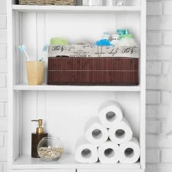 Relaxdays, Panier, Revêtement En Tissu , Bambou, Rectangulaire, Panier Salle De Bain 16,5x38x28,5 Cm, Choix De Couleurs -Petit rangement Soldes Magasin 52204954 3