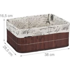 Relaxdays, Panier, Revêtement En Tissu , Bambou, Rectangulaire, Panier Salle De Bain 16,5x38x28,5 Cm, Choix De Couleurs -Petit rangement Soldes Magasin 52204954 5