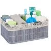Relaxdays, Panier, Revêtement En Tissu , Bambou, Rectangulaire, Panier Salle De Bain 16,5x38x28,5 Cm, Choix De Couleurs -Petit rangement Soldes Magasin 52204955 1