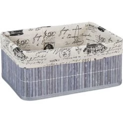 Relaxdays, Panier, Revêtement En Tissu , Bambou, Rectangulaire, Panier Salle De Bain 16,5x38x28,5 Cm, Choix De Couleurs -Petit rangement Soldes Magasin 52204955 2