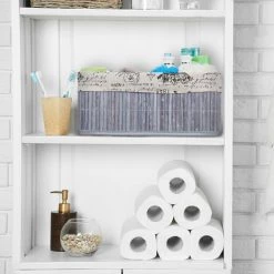 Relaxdays, Panier, Revêtement En Tissu , Bambou, Rectangulaire, Panier Salle De Bain 16,5x38x28,5 Cm, Choix De Couleurs -Petit rangement Soldes Magasin 52204955 3