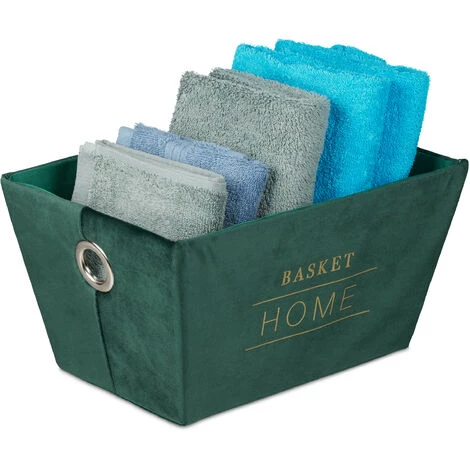 Relaxdays Panier De Rangement, Soie, Corbeille , Avec Poignées, Pour étagère Et Armoire, HLP 18,5x34x24 Cm, Vert Foncé 3 Relaxdays Panier De Rangement, Soie, Corbeille , Avec Poignées, Pour étagère Et Armoire, HLP 18,5x34x24 Cm, Vert Foncé