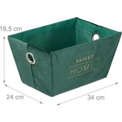 Relaxdays Panier De Rangement, Soie, Corbeille , Avec Poignées, Pour étagère Et Armoire, HLP 18,5x34x24 Cm, Vert Foncé 11 Relaxdays Panier De Rangement, Soie, Corbeille , Avec Poignées, Pour étagère Et Armoire, HLP 18,5x34x24 Cm, Vert Foncé -Petit rangement Soldes Magasin 52205098 5