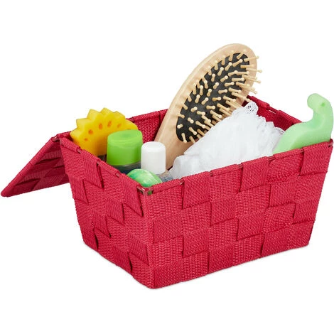 Relaxdays Panier De Rangement, Couvercle, Aspect Tressé, Organiseur, HxlxP 10,5 X 19,5 X 14,5 Cm, Plastique, Bordeaux 3 Relaxdays Panier De Rangement, Couvercle, Aspect Tressé, Organiseur, HxlxP 10,5 X 19,5 X 14,5 Cm, Plastique, Bordeaux