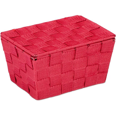 Relaxdays Panier De Rangement, Couvercle, Aspect Tressé, Organiseur, HxlxP 10,5 X 19,5 X 14,5 Cm, Plastique, Bordeaux 4 Relaxdays Panier De Rangement, Couvercle, Aspect Tressé, Organiseur, HxlxP 10,5 X 19,5 X 14,5 Cm, Plastique, Bordeaux – Image 2