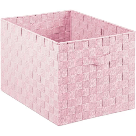 Relaxdays Panier De Rangement Avec Poignée, Plastique, Aspect Tressé, 26 X 40 X 30 Cm, Corbeille Salle De Bain, Rose 4 Relaxdays Panier De Rangement Avec Poignée, Plastique, Aspect Tressé, 26 X 40 X 30 Cm, Corbeille Salle De Bain, Rose – Image 2