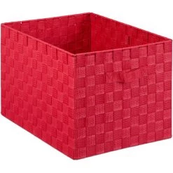 Relaxdays Panier De Rangement Avec Poignée, Plastique, Aspect Tressé, 26 X 40 X 30 Cm, Corbeille Salle De Bain, Bordeaux -Petit rangement Soldes Magasin 52205204 2