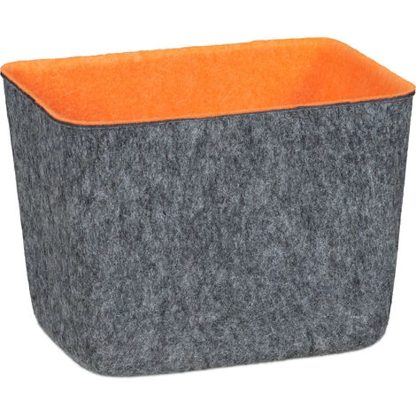 Relaxdays Panier De Rangement Feutre, Corbeille Polyvalente Pour étagère Et Armoires, 15,5 X 21 X 15,5 Cm, Gris/orange 4 Relaxdays Panier De Rangement Feutre, Corbeille Polyvalente Pour étagère Et Armoires, 15,5 X 21 X 15,5 Cm, Gris/orange – Image 2