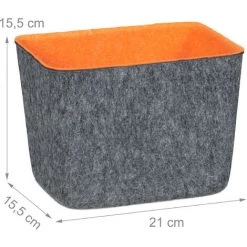 Relaxdays Panier De Rangement Feutre, Corbeille Polyvalente Pour étagère Et Armoires, 15,5 X 21 X 15,5 Cm, Gris/orange 11 Relaxdays Panier De Rangement Feutre, Corbeille Polyvalente Pour étagère Et Armoires, 15,5 X 21 X 15,5 Cm, Gris/orange -Petit rangement Soldes Magasin 52205214 5