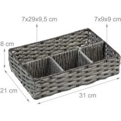 Relaxdays Panier De Rangement 4 Compartiments, Corbeilles Tresse Salle De Bain, Plastique; HlP: 8 X 31 X 21 Cm, Couleurs -Petit rangement Soldes Magasin 52205276 5
