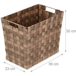 Relaxdays Panier De Rangement, Tressé, Haut, Avec Poignées, Salle De Bain, Plastique, HxLxP 30 X 36 X 23 Cm, Brun -Petit rangement Soldes Magasin 52205299 5