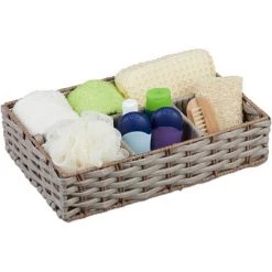 Relaxdays Panier De Rangement 4 Compartiments, Corbeilles Tresse Salle De Bain, Plastique; HlP: 8 X 31 X 21 Cm, Couleurs
