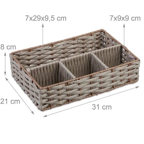 Relaxdays Panier De Rangement 4 Compartiments, Corbeilles Tresse Salle De Bain, Plastique; HlP: 8 X 31 X 21 Cm, Couleurs 7 Relaxdays Panier De Rangement 4 Compartiments, Corbeilles Tresse Salle De Bain, Plastique; HlP: 8 X 31 X 21 Cm, Couleurs – Image 5