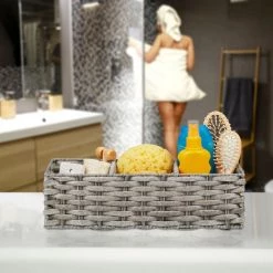 Relaxdays Panier De Rangement, Tressé, Bain, 3 Compartiments, En Plastique, HlP 11x 36,5x15,5 Cm, Différentes Couleurs -Petit rangement Soldes Magasin 52205435 3