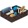 Relaxdays Panier De Rangement, 5 Compartiments, Carré, Tressé, Plastique PP, Rangement, Corbeille De Stockage, Marron -Petit rangement Soldes Magasin 52205437 1