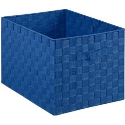 Relaxdays Panier De Rangement Avec Poignée, Plastique, Aspect Tressé, 26 X 40 X 30 Cm, Corbeille Salle De Bain, Bleu -Petit rangement Soldes Magasin 52205450 2