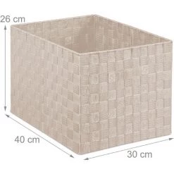Relaxdays Panier De Rangement Avec Poignée, Plastique, Aspect Tressé, 26 X 40 X 30 Cm, Corbeille Salle De Bain, Taupe -Petit rangement Soldes Magasin 52205456 5