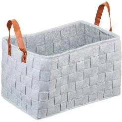 Relaxdays Panier De Rangement Feutre, Pliable, Boîte Pour Rangement Avec Anses, HxlxP 26 X 40 X 30 Cm, Gris Clair -Petit rangement Soldes Magasin 52205502 2