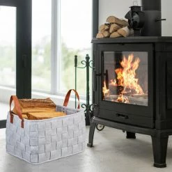 Relaxdays Panier De Rangement Feutre, Pliable, Boîte Pour Rangement Avec Anses, HxlxP 26 X 40 X 30 Cm, Gris Clair -Petit rangement Soldes Magasin 52205502 3