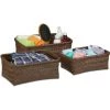 Relaxdays Lot De 3 Paniers De Rangement, Corbeilles En 3 Tailles, Tressés, Salle De Bain, Plastique, Marron -Petit rangement Soldes Magasin 52205535 1