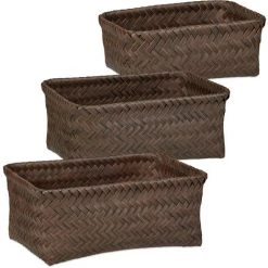 Relaxdays Lot De 3 Paniers De Rangement, Corbeilles En 3 Tailles, Tressés, Salle De Bain, Plastique, Marron 8 Relaxdays Lot De 3 Paniers De Rangement, Corbeilles En 3 Tailles, Tressés, Salle De Bain, Plastique, Marron -Petit rangement Soldes Magasin 52205535 2