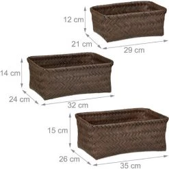 Relaxdays Lot De 3 Paniers De Rangement, Corbeilles En 3 Tailles, Tressés, Salle De Bain, Plastique, Marron 11 Relaxdays Lot De 3 Paniers De Rangement, Corbeilles En 3 Tailles, Tressés, Salle De Bain, Plastique, Marron -Petit rangement Soldes Magasin 52205535 5