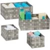 Relaxdays Panier Tressé Rangement, Lot De 4, Salle De Bain, Rectangulaires, 3 Tailles, Plastique, Gris -Petit rangement Soldes Magasin 52205540 1